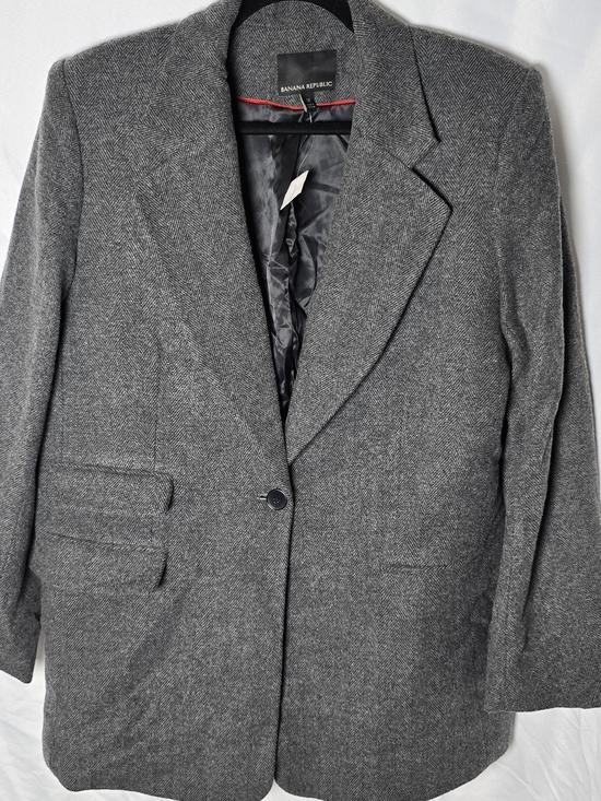 Banana Republic Jackets & Blazers - NWT Banana Republic Gray Herringbone Wool Blazer Jacket Single Button, Sz 18